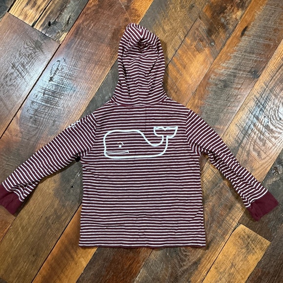 Vineyard Vines Other - Vineyard Vines Kids Maroon White Striped Whale Logo Hoodie Size 4T